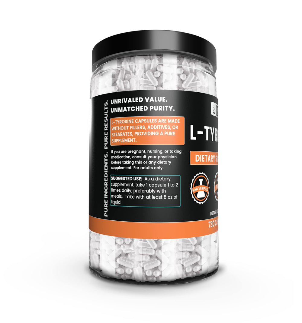 No magnesium or rice fillers in L-Tyrosine capsules