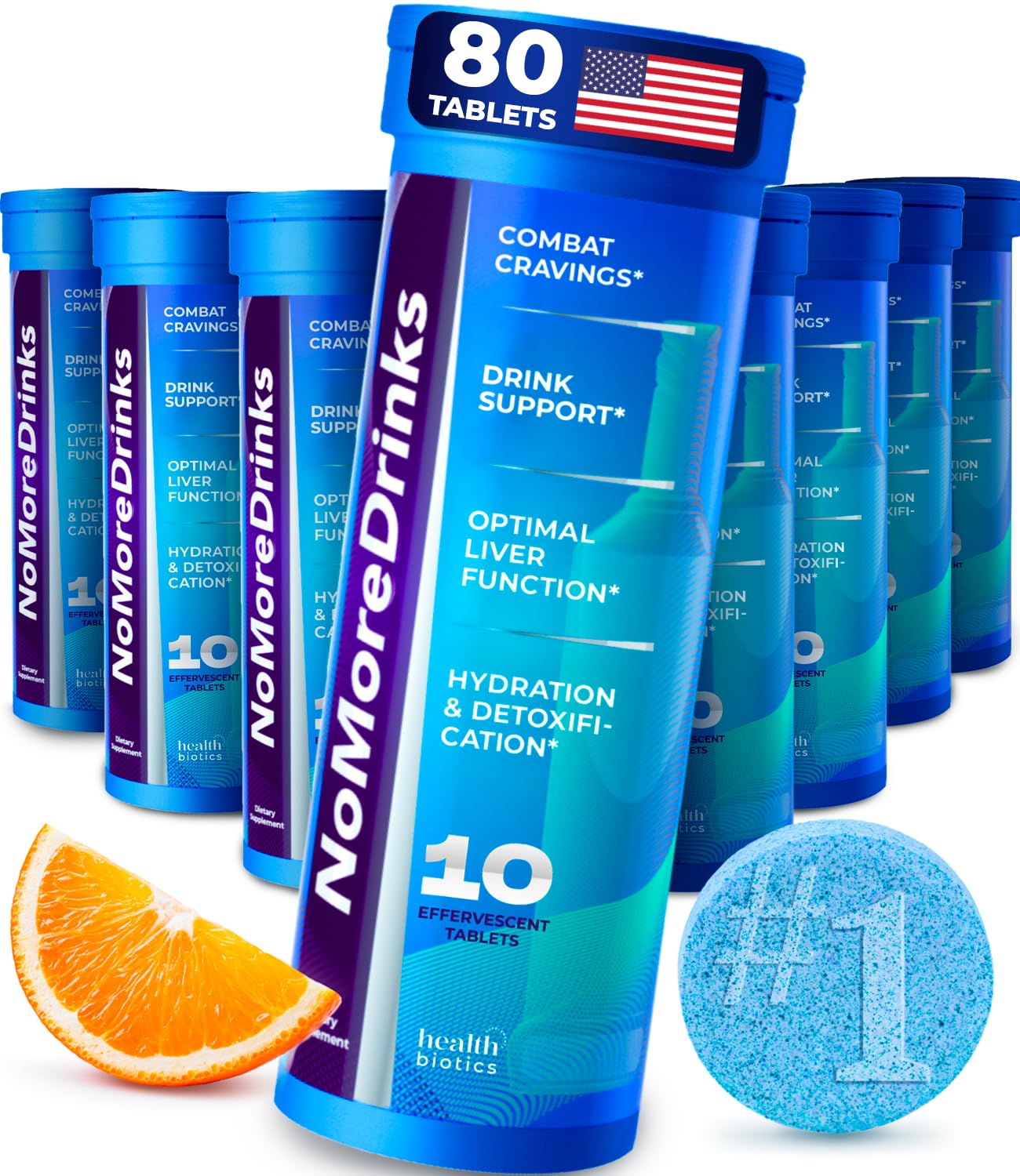 NoMoreDrinks anti-alcohol craving supplement bottle and tablets