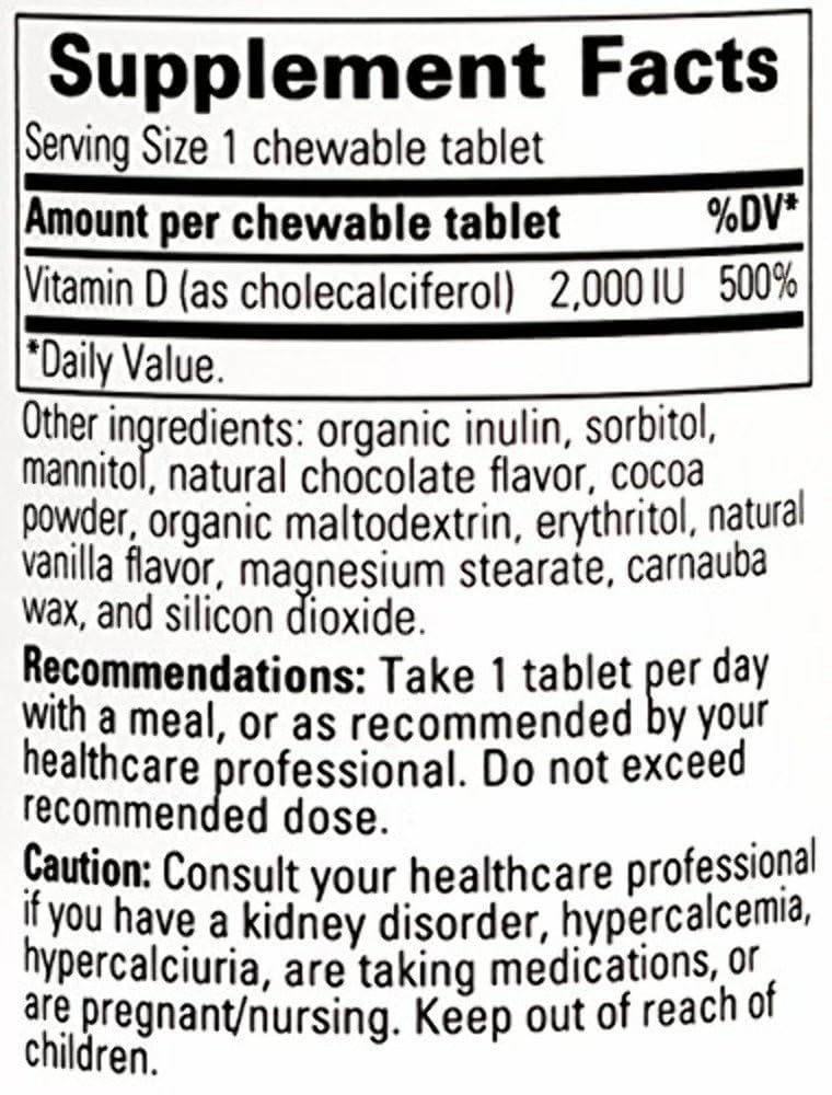 No sugar, no artificial colors or flavors Vitamin D3