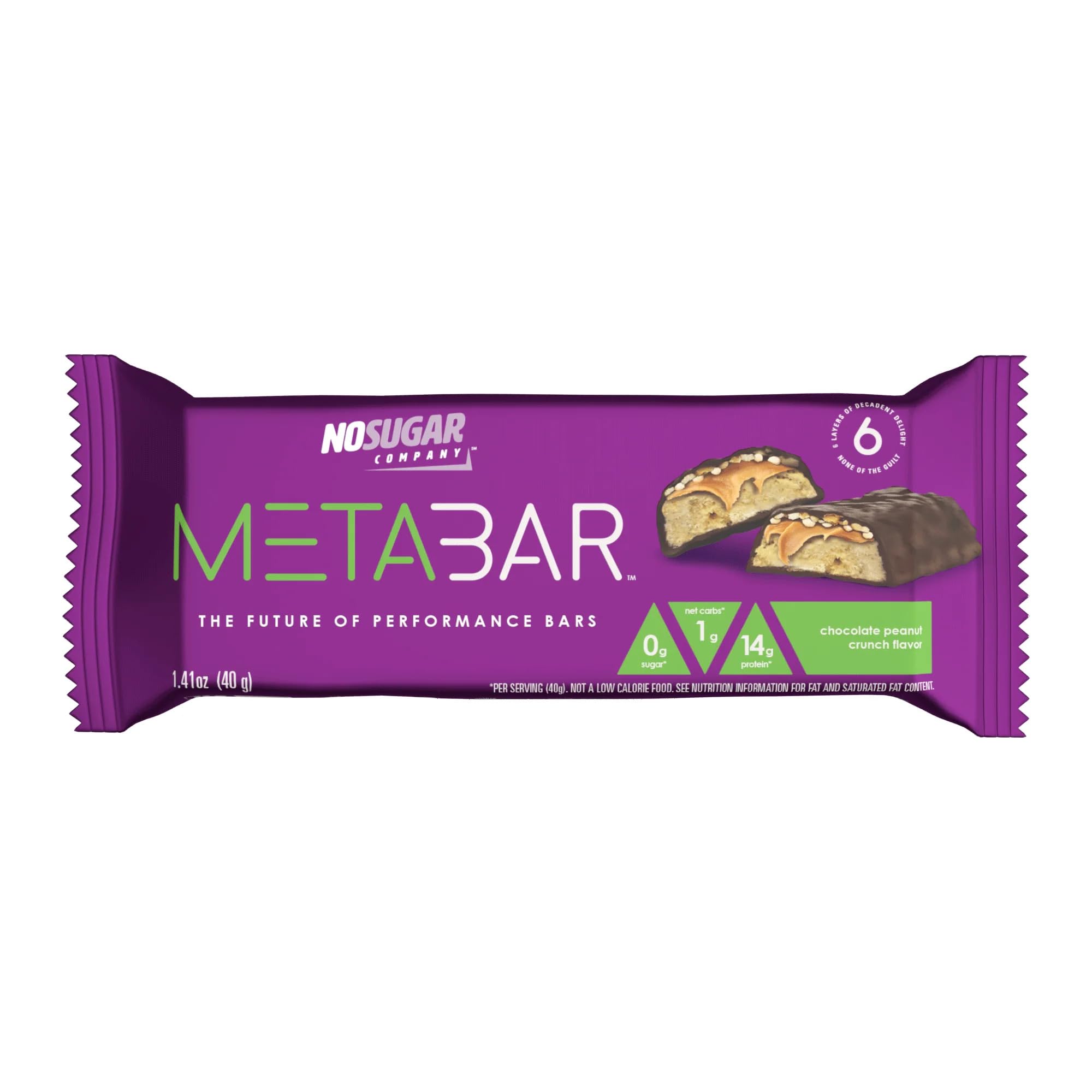 No Sugar META BAR grab-and-go hero ideal for busy mornings and commutes