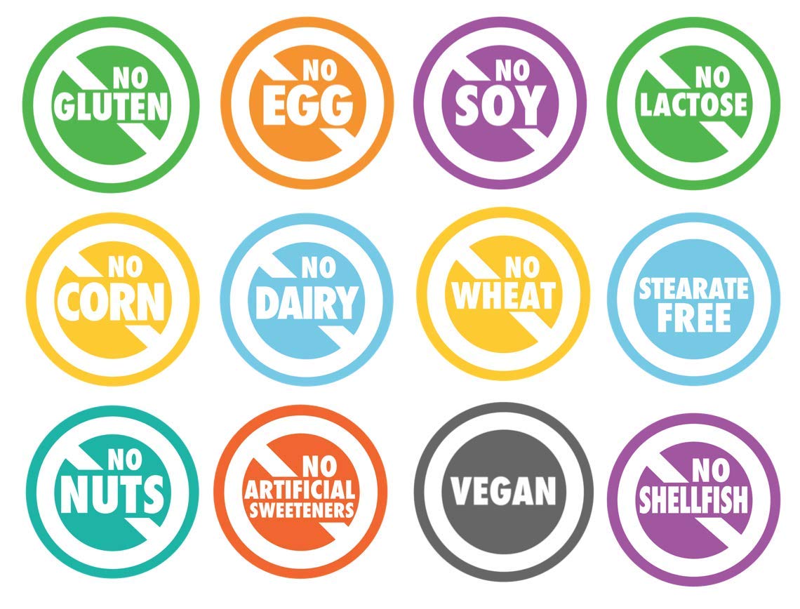 Label highlighting no synthetic ascorbic acid and no artificial additives