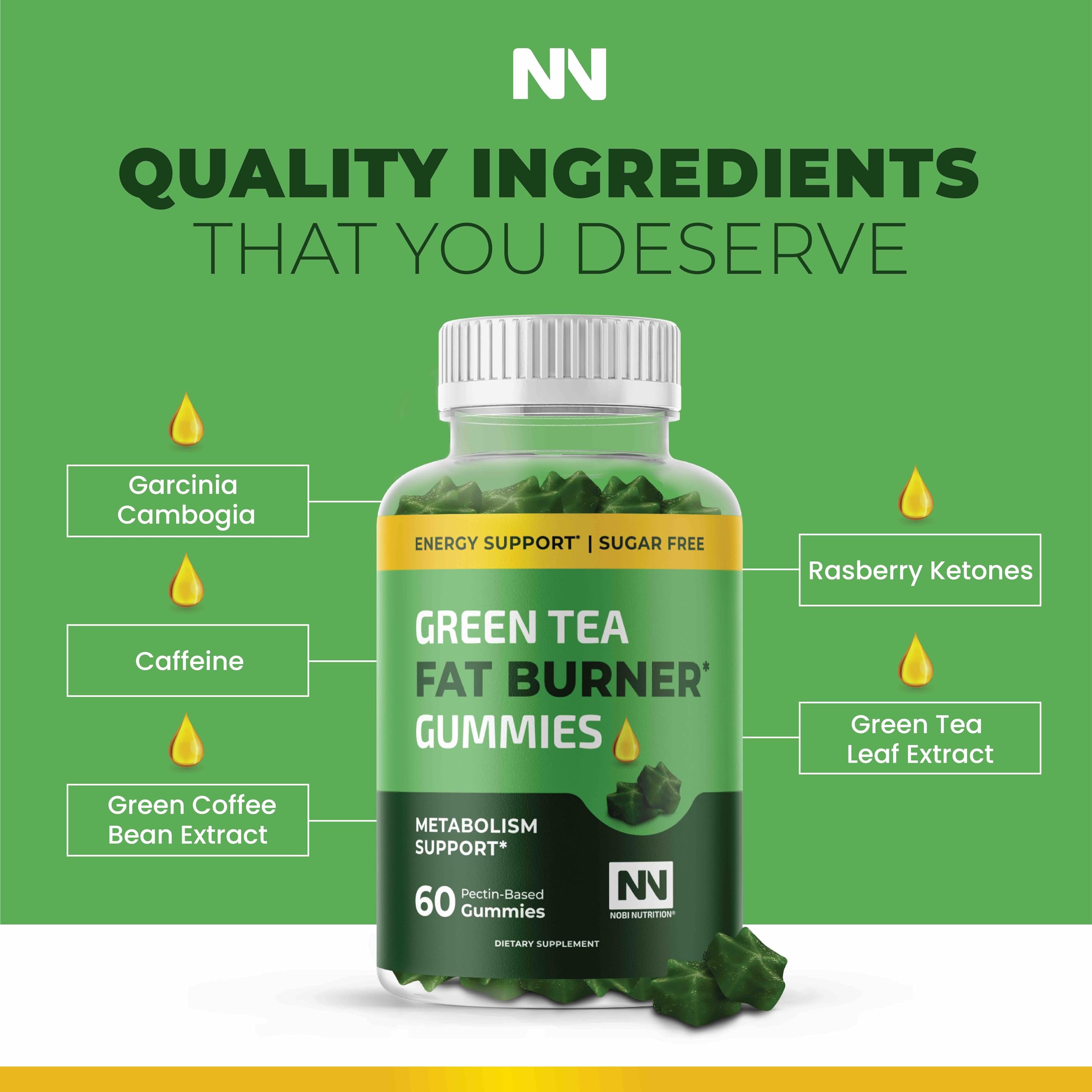 Close-up of a single Green Tea Fat Burner Gummy