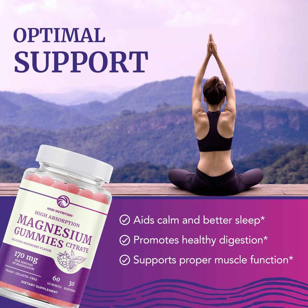 Nobi Nutrition Magnesium Citrate Gummies raspberry gloss emphasizes delicious flavor.