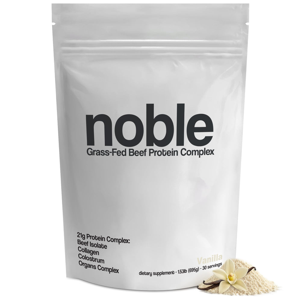 Noble Grass Fed Beef Protein Powder Vanilla 30 servings container