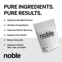 Vanilla flavor Noble beef protein powder packaging front