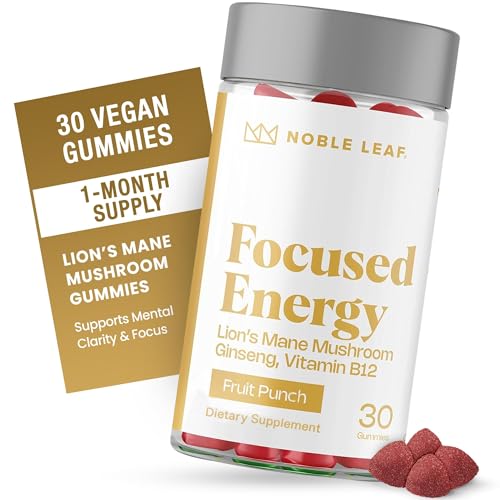 Noble Leaf Lion's Mane Gummies bottle with fruit punch flavor