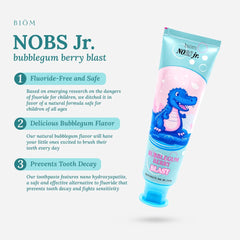NOBS Jr toothpaste tablets for kids packaging