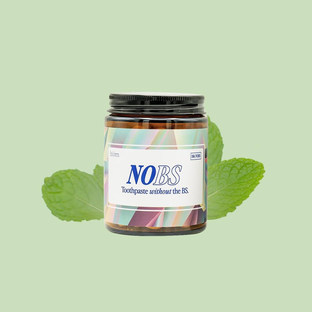Travel-ready NOBS toothpaste tablets in travel-friendly packaging