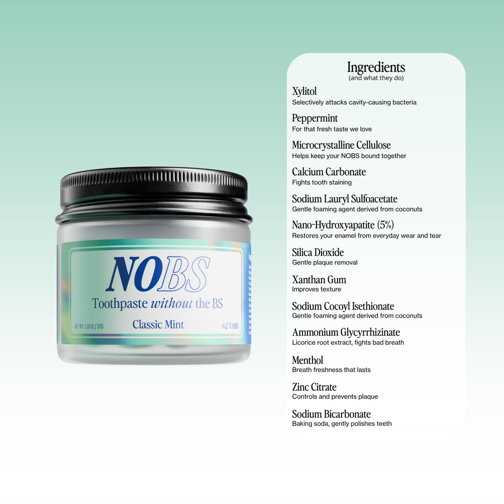 Plastic-free glass jar packaging for NOBS tablets