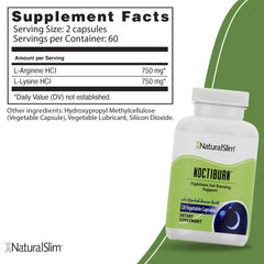 Close-up of Noctiburn label showing 120 vegetarian capsules