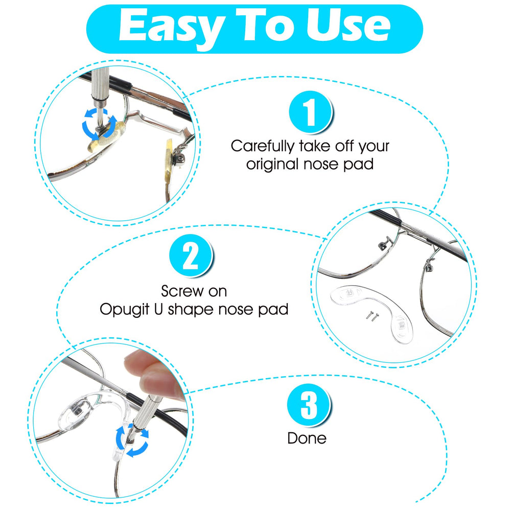 Nose pads installed on eyeglasses showing anti-slip fit
