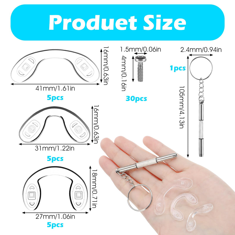 Nose pads on eyeglasses demonstrating secure fit