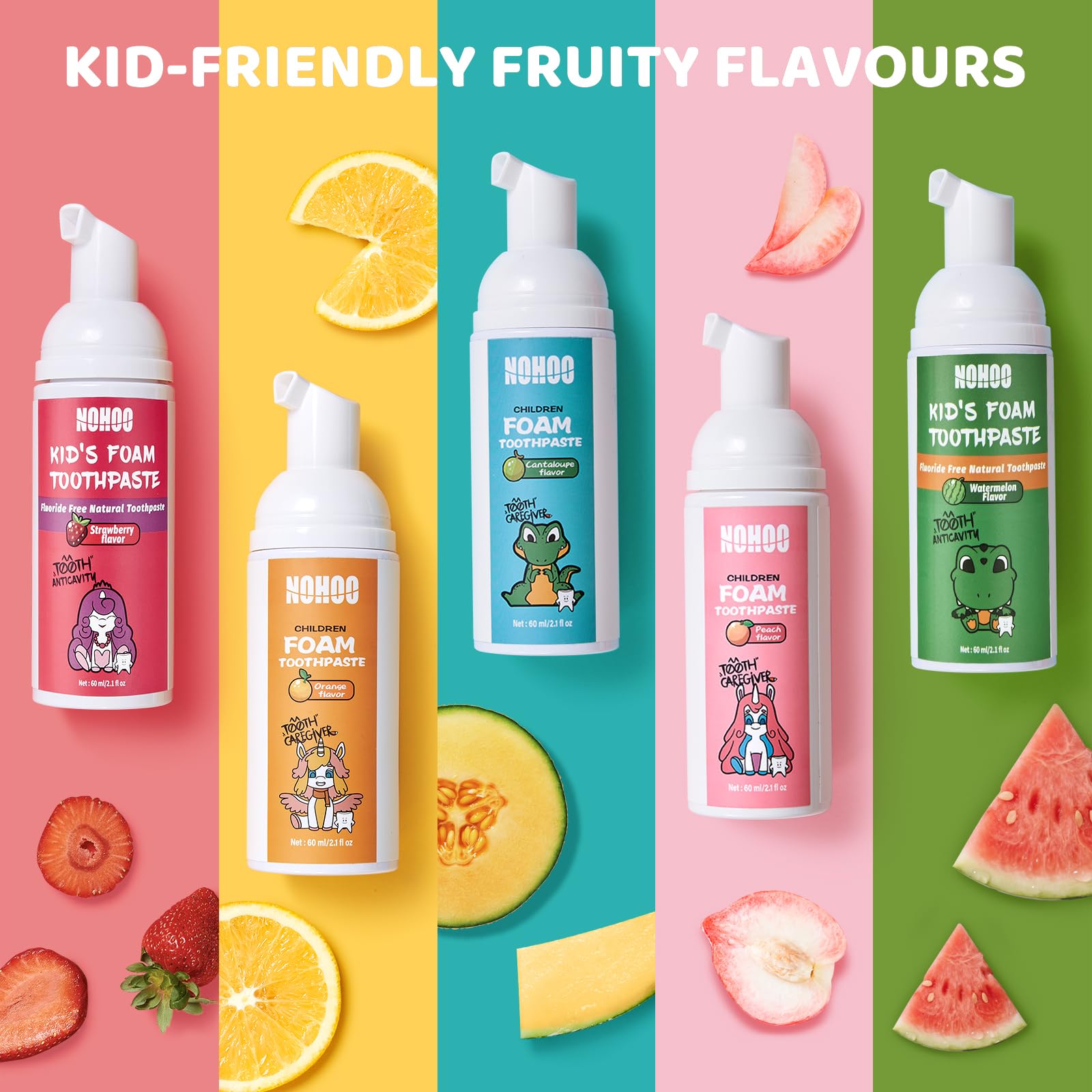 Pump design NOHOO fluoride-free toothpaste for kids