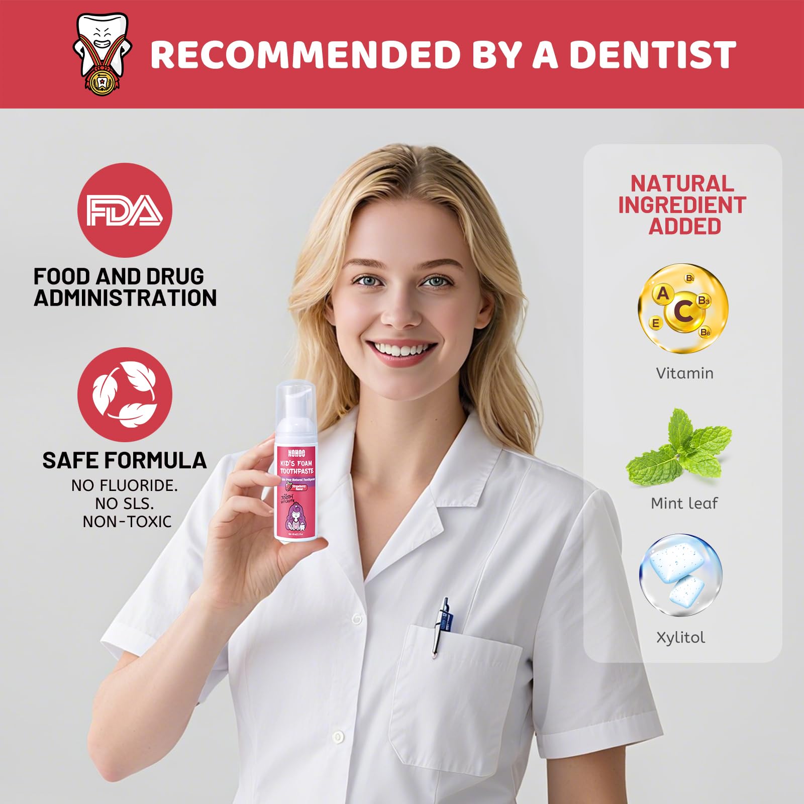 Easy brushing guide for NOHOO fluoride-free toothpaste
