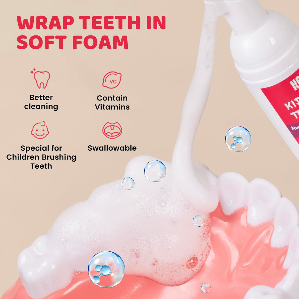 NOHOO fluoride-free foam toothpaste for kids – peach flavour