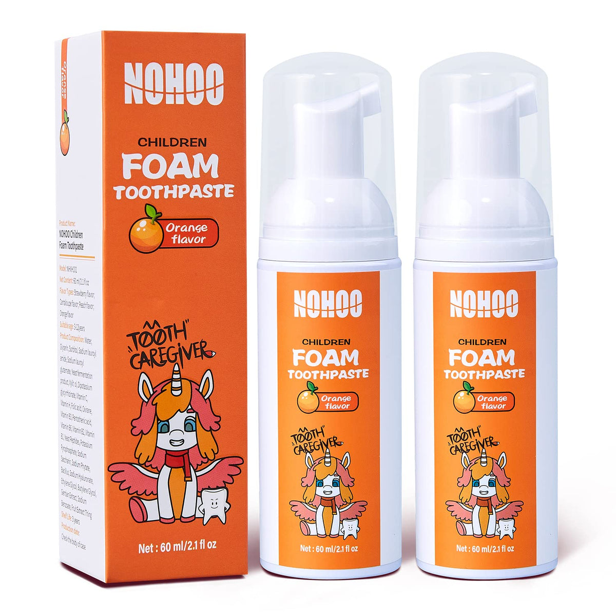 NOHOO kids fluoride-free orange toothpaste hero image
