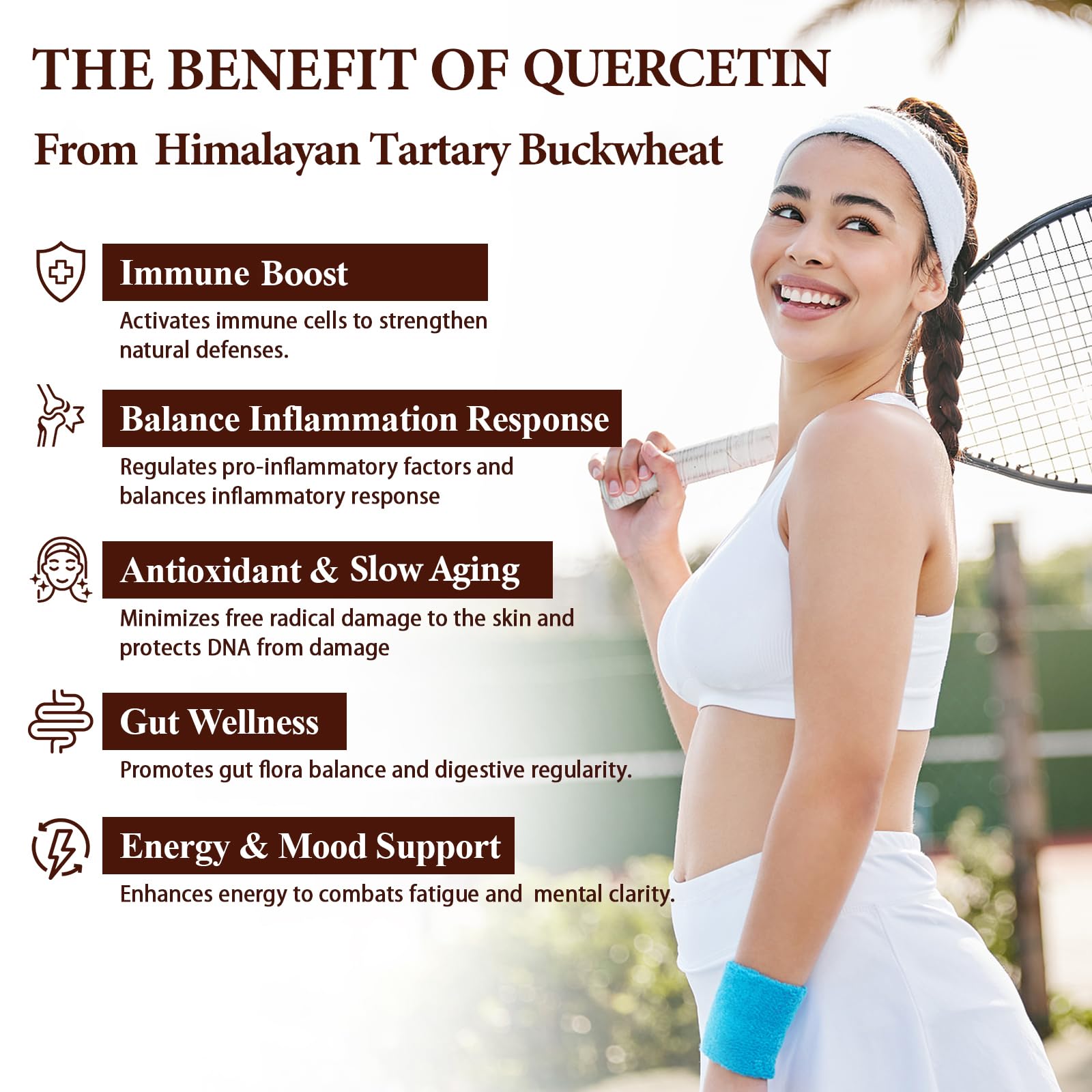 Graphic showing quercetin, vitamin C, zinc and curcumin ingredients