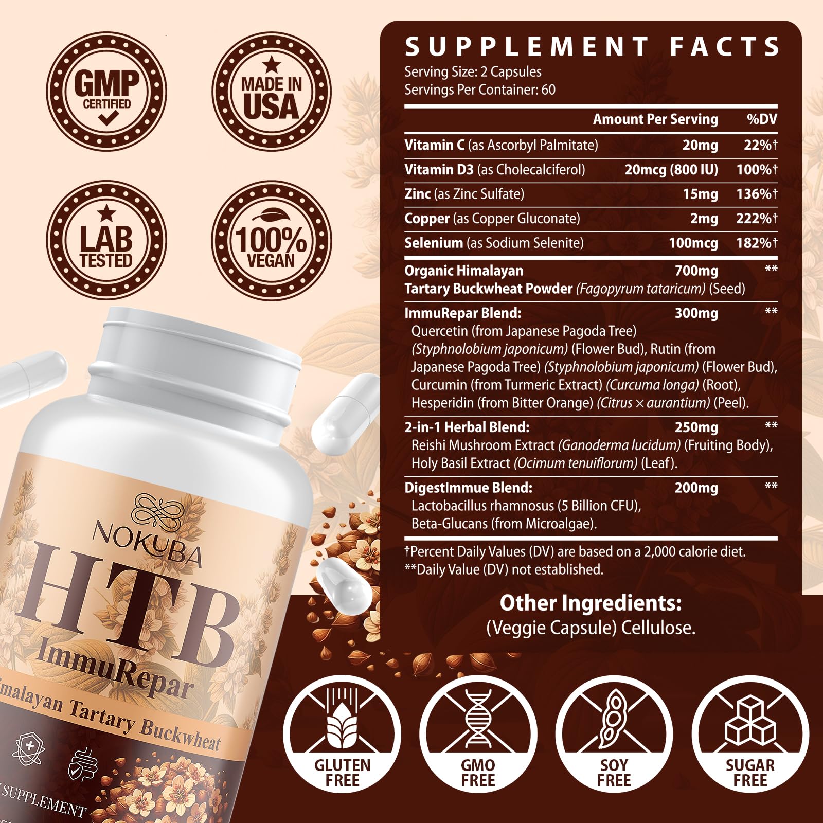 Nutrition facts panel and product packaging close-up