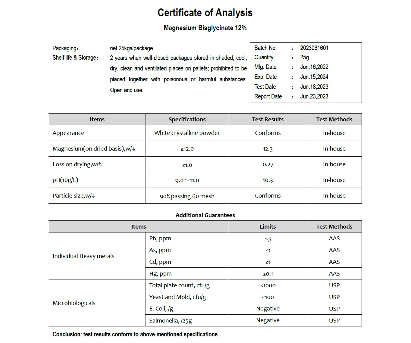 Non-buffered magnesium glycinate supplement
