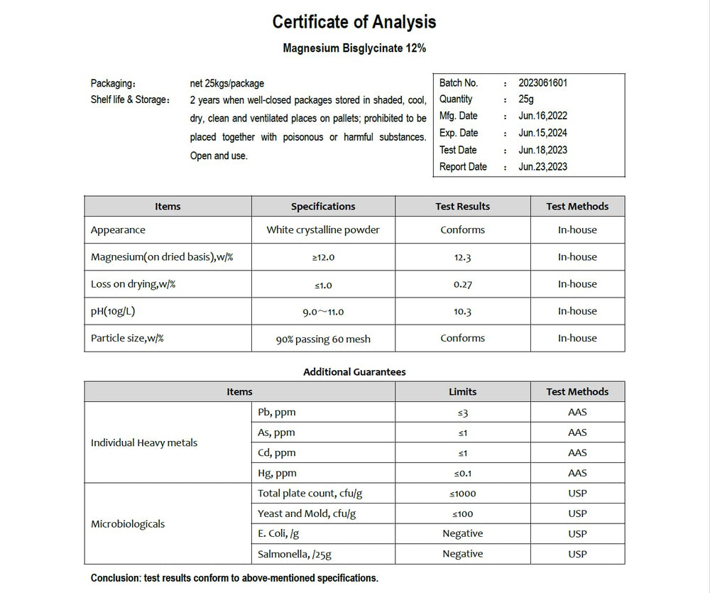 Non-buffered magnesium glycinate supplement