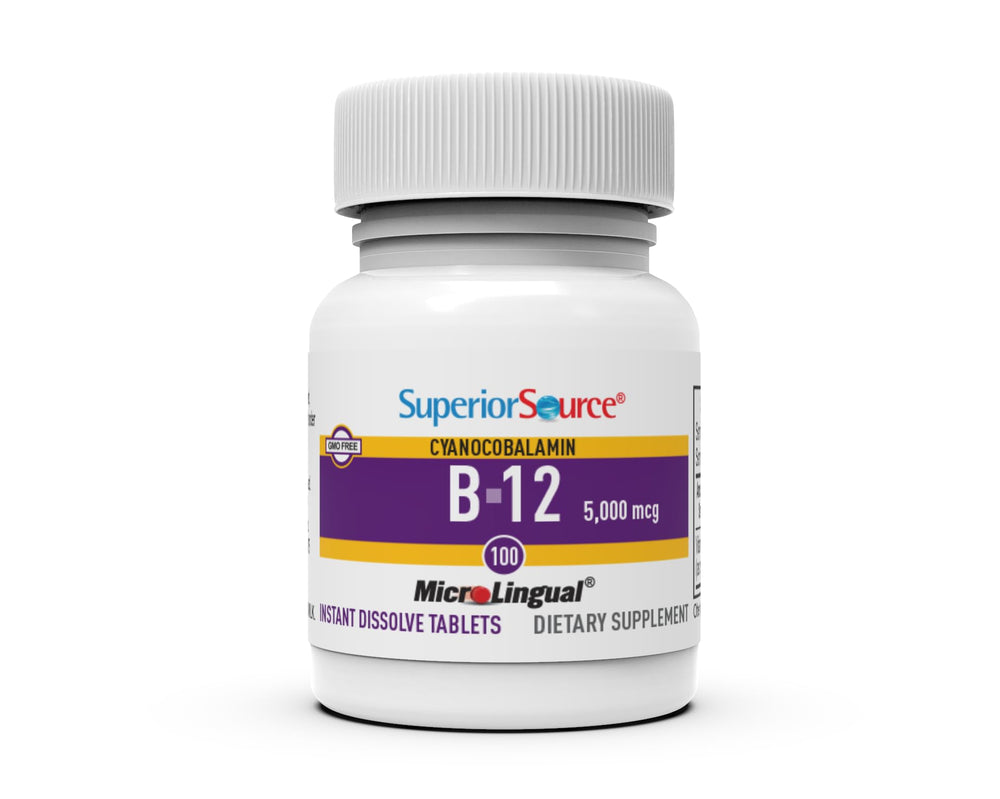 Non-GMO B12 folate supplement close up