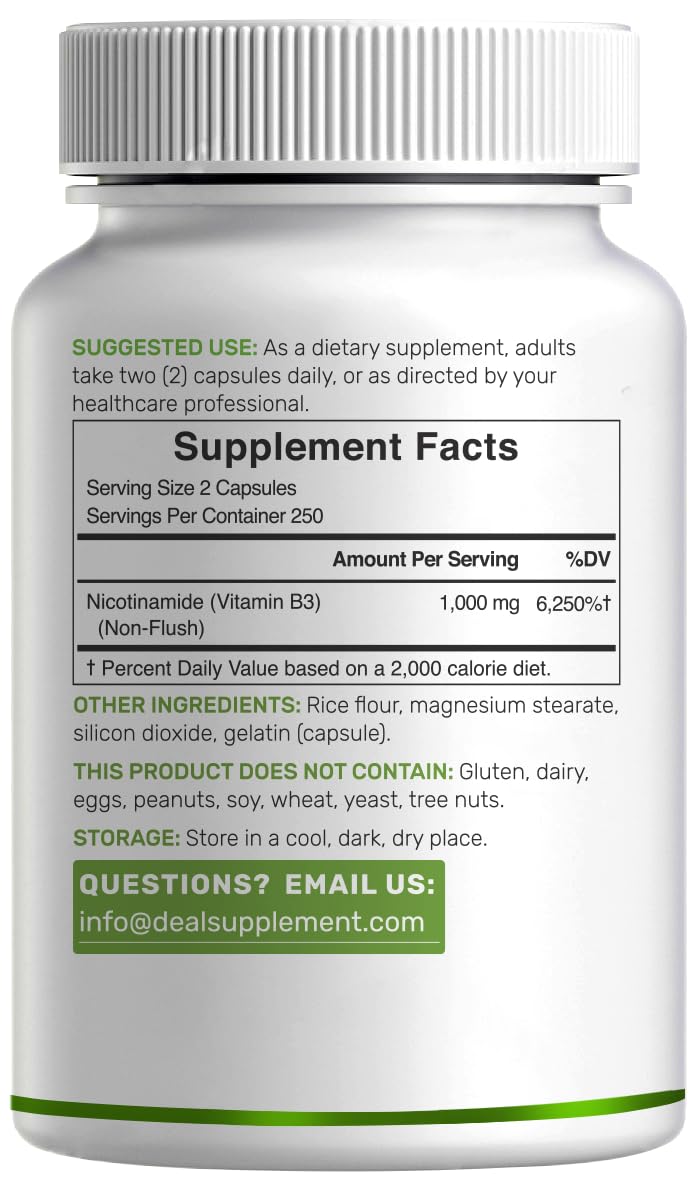 Close-up of B3 Nicotinamide capsules