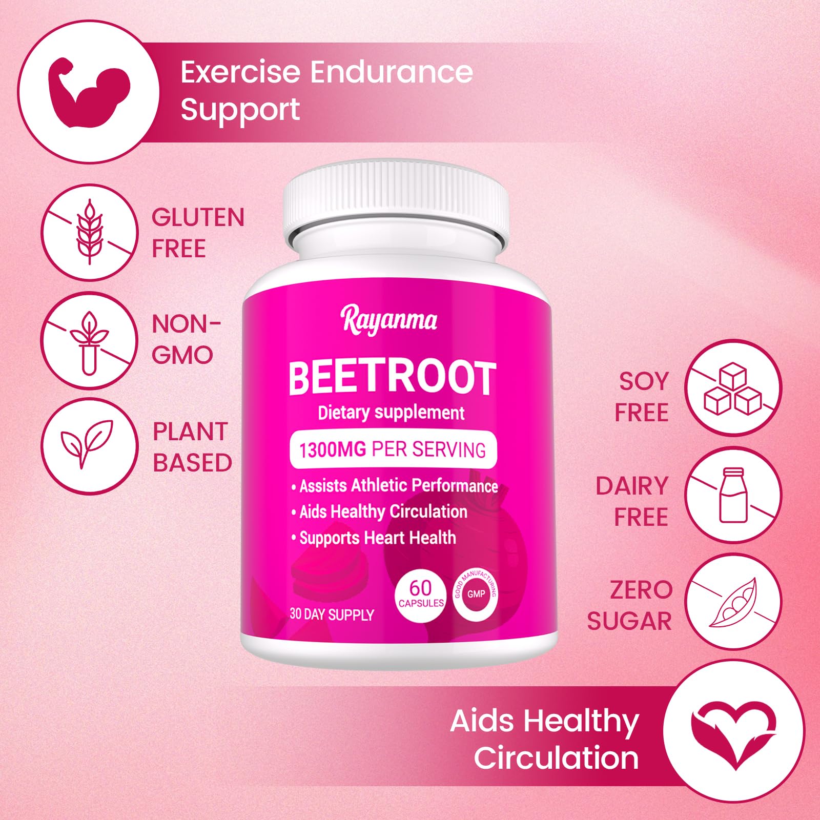 Non-GMO beetroot powder and ingredients label