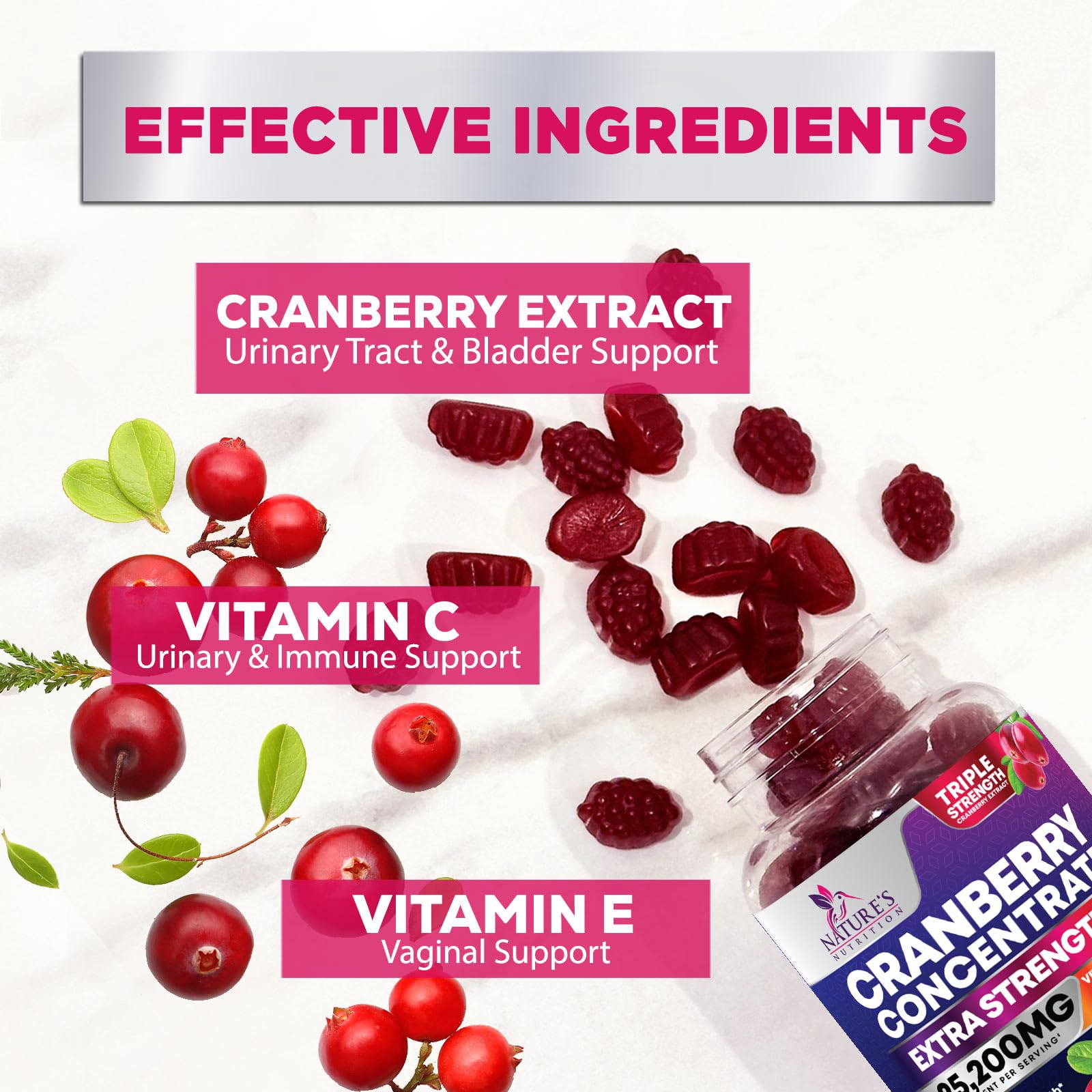 Non-GMO cranberry gummies without artificial flavors