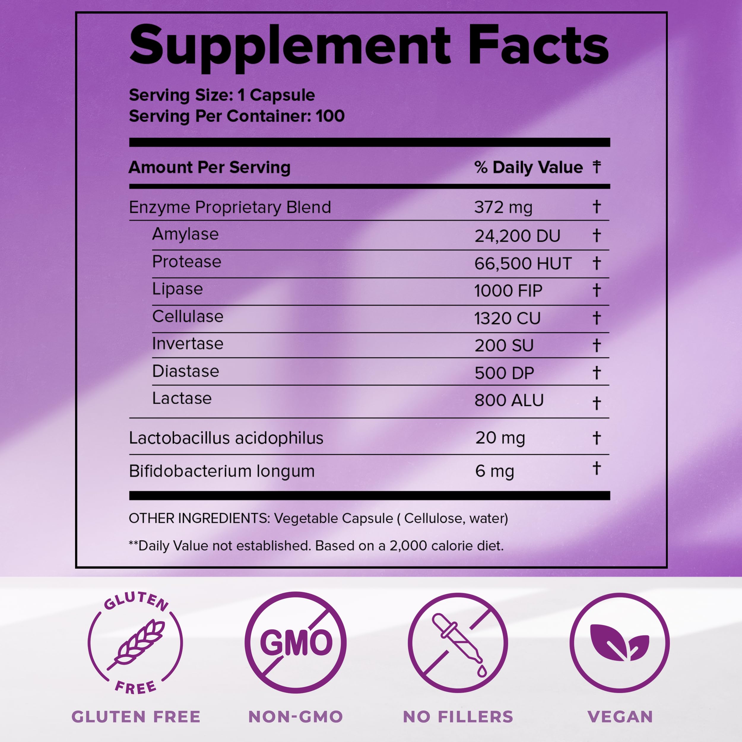 Non-GMO digestive enzyme dietary supplement