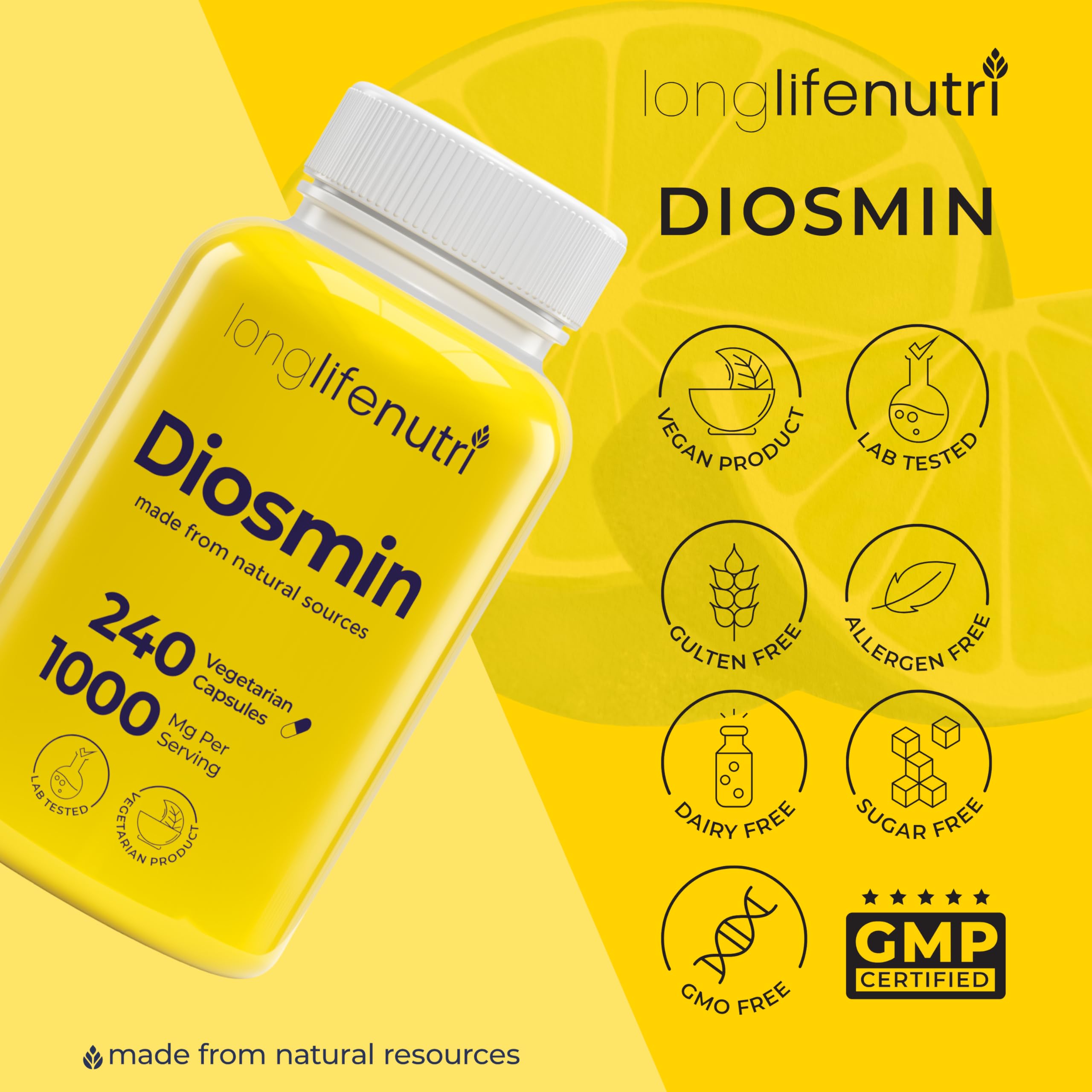 Non-GMO badge for Diosmin 1000mg supplement