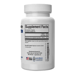 Non-GMO formula label on magnesium glycinate bottle