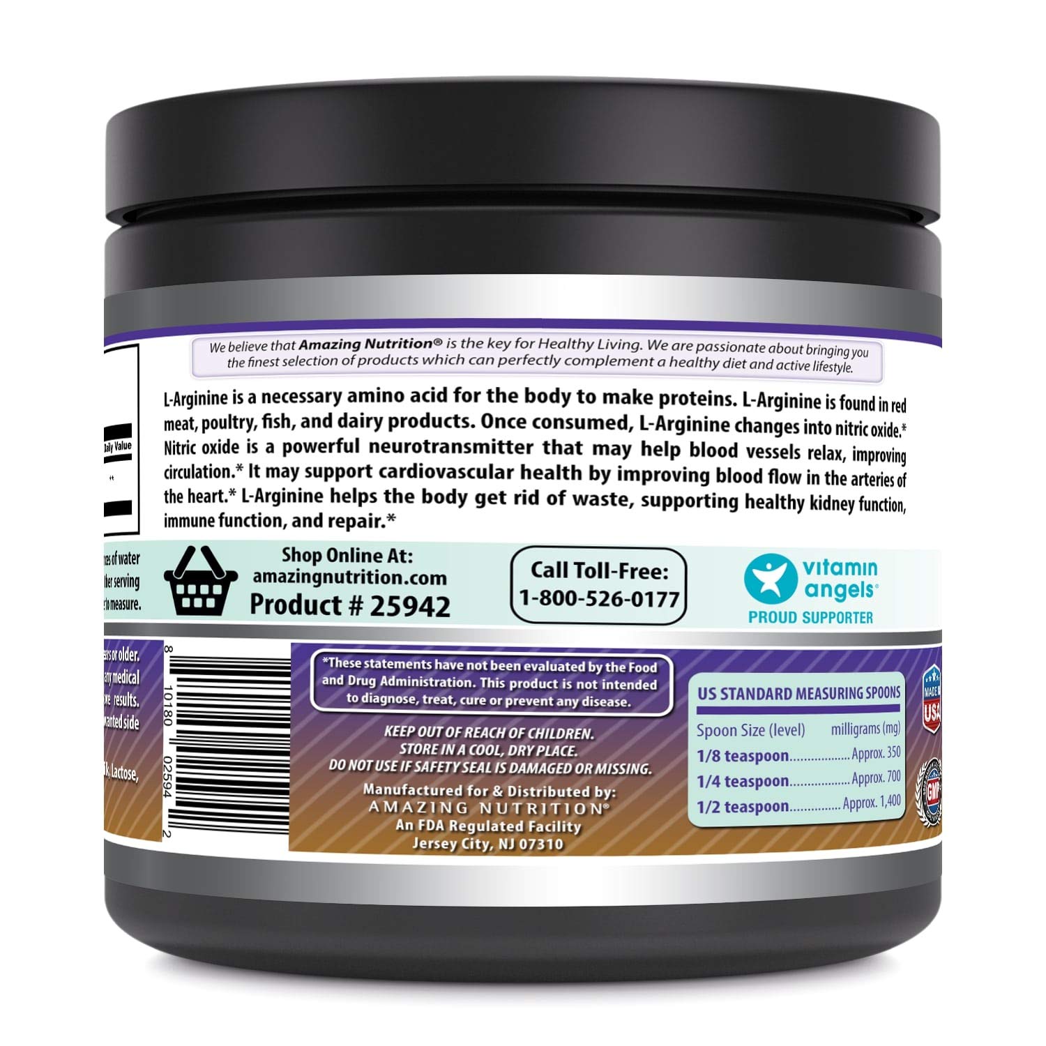 Non-GMO, Gluten-Free L-Arginine powder packaging