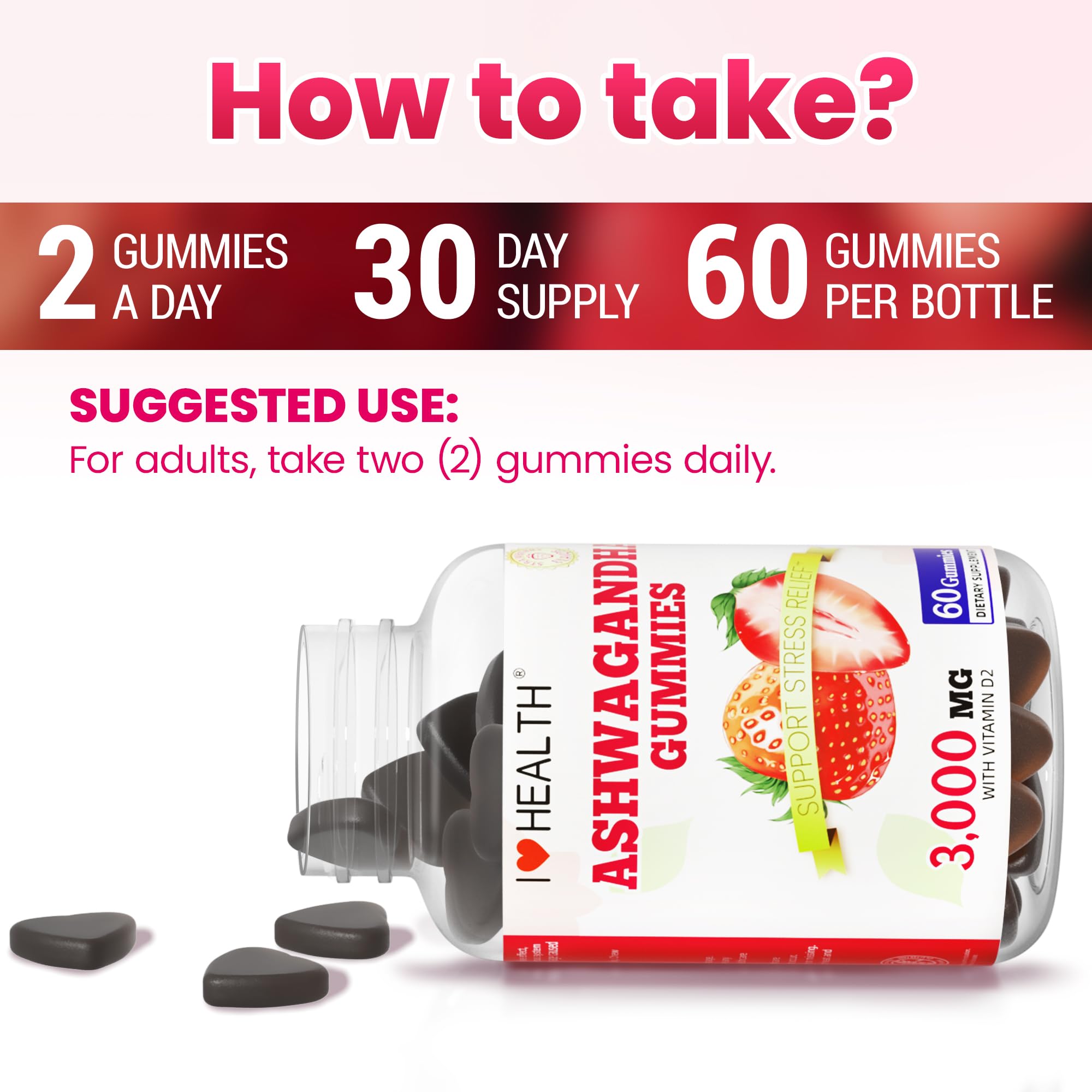 Non-GMO and gluten-free Ashwagandha gummies packaging