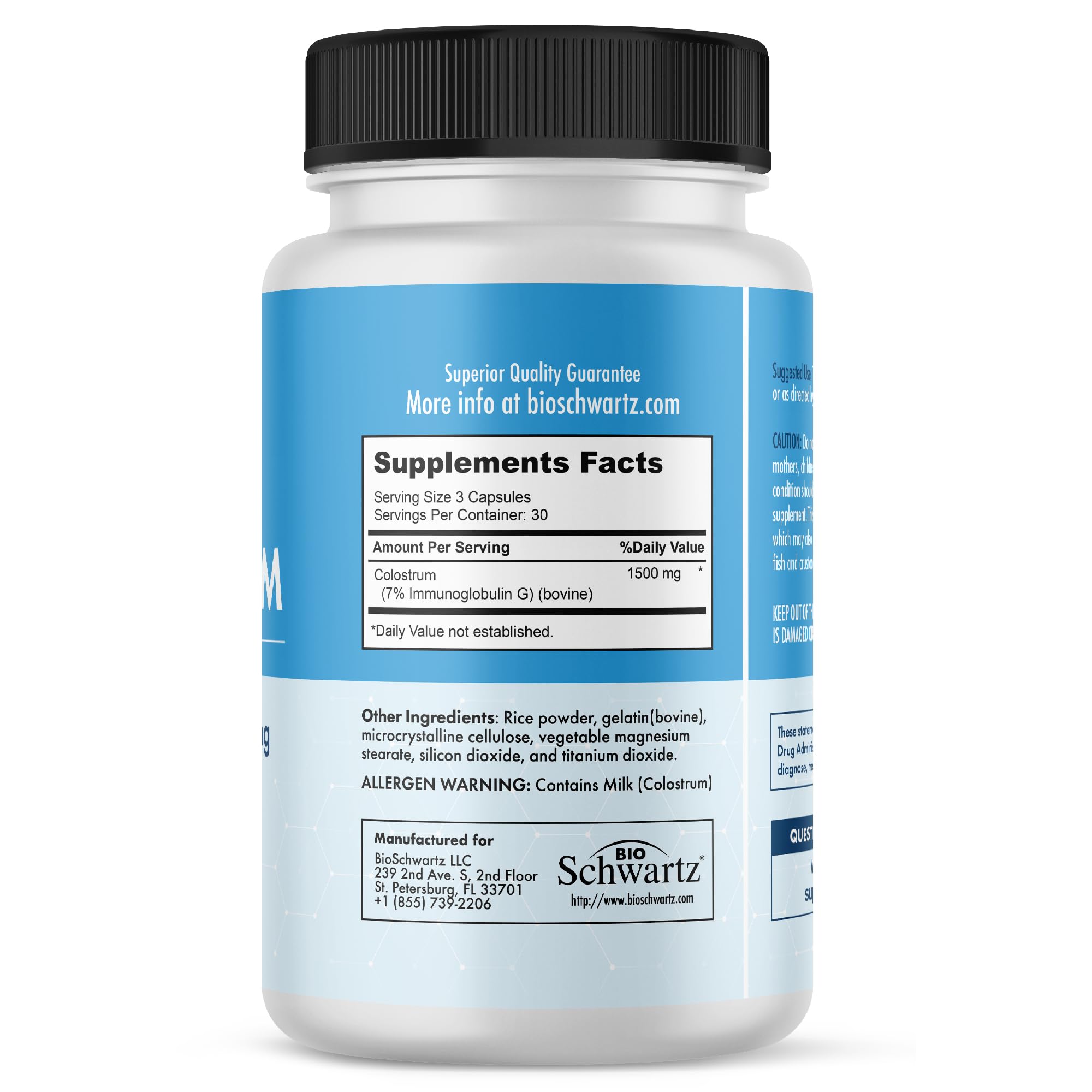 Non-GMO, gluten-free colostrum capsules