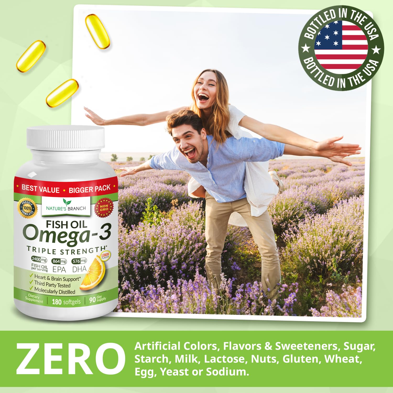 Non-GMO, gluten-free and dairy-free omega-3 information