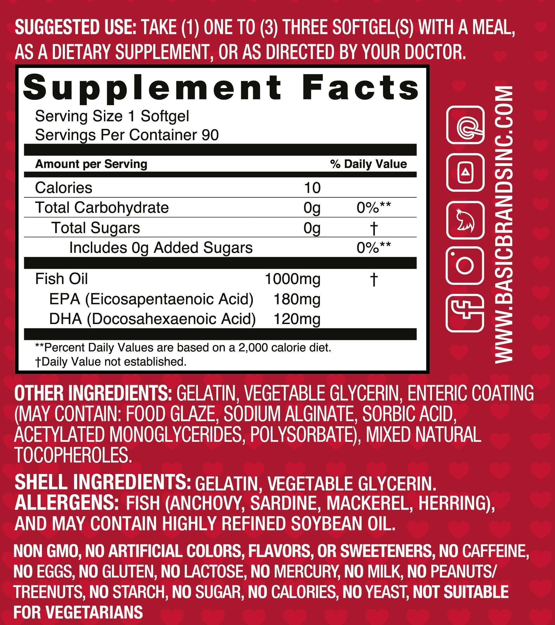 Non-GMO, gluten-free, caffeine-free Omega-3 supplement