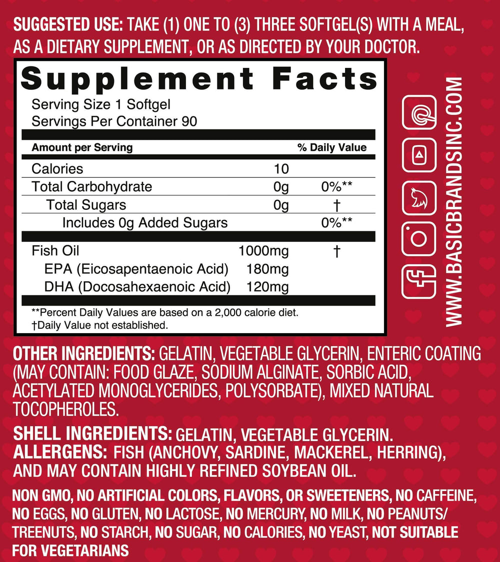 Non-GMO, gluten-free, caffeine-free Omega-3 supplement