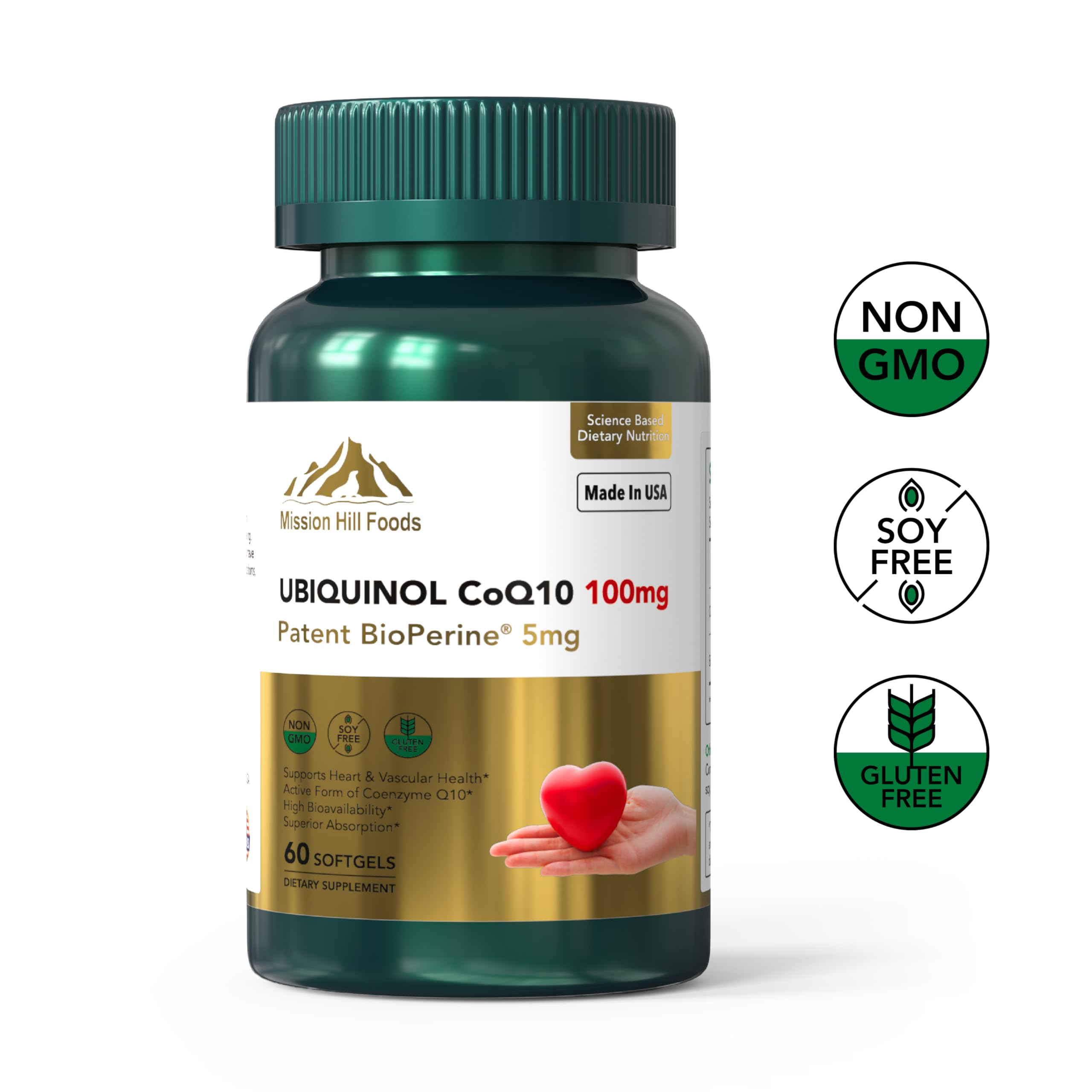 Non-GMO and Gluten Free label on supplement packaging