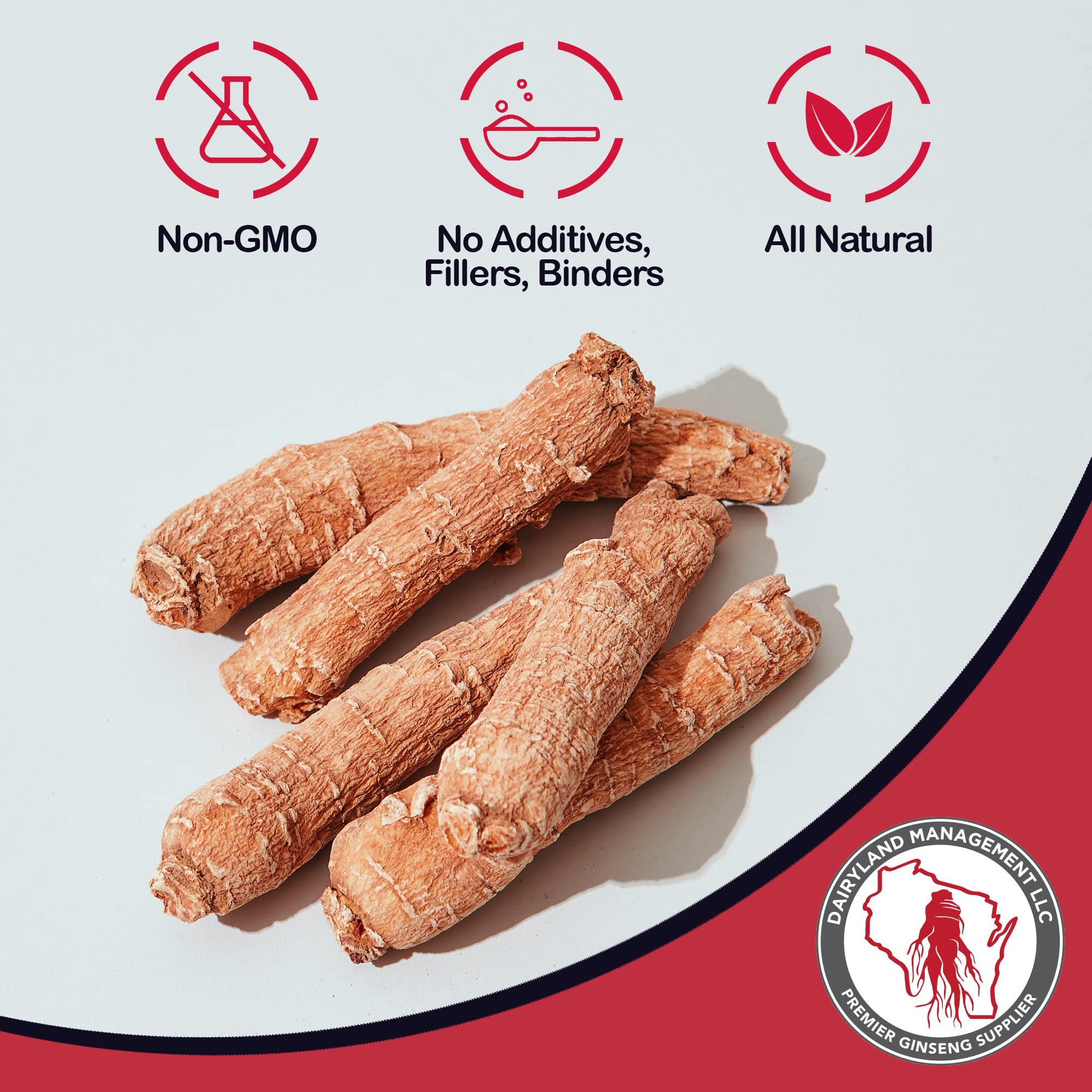 Non-GMO and Gluten-Free certification label on ginseng product