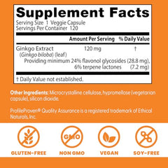 Non-GMO, gluten-free, vegan, soy-free Ginkgo biloba capsules
