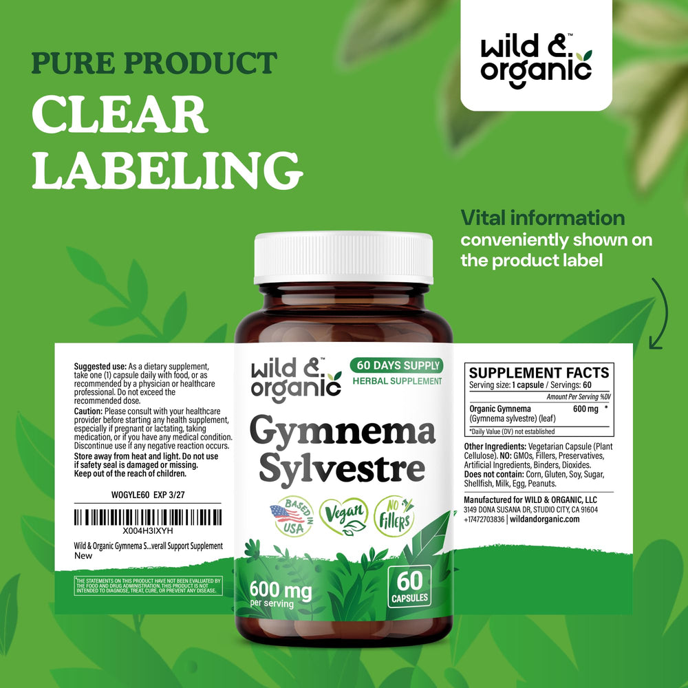 Non-GMO gymnema sylvestre supplement label