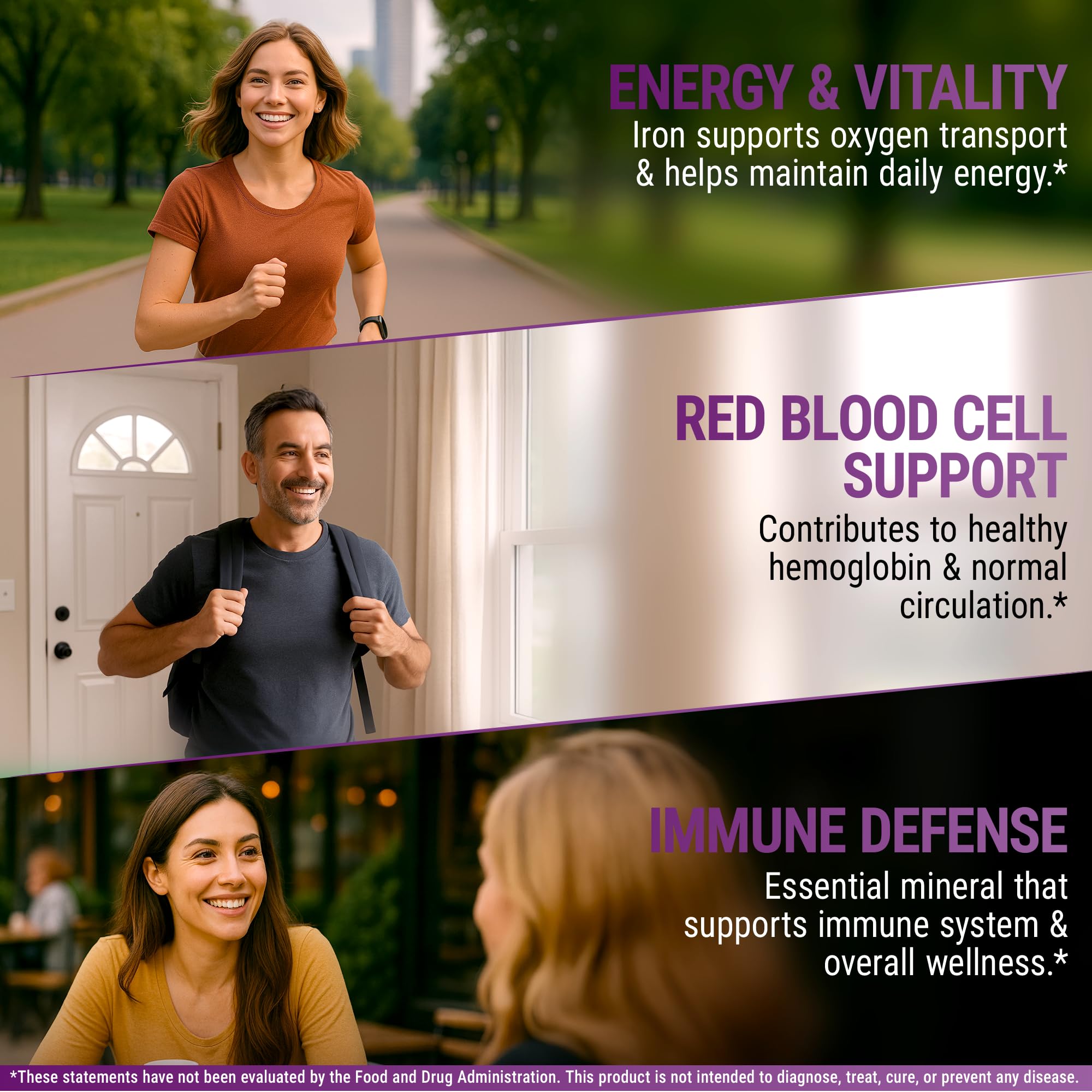 Non-GMO, gluten-free vegan-friendly iron supplement icon