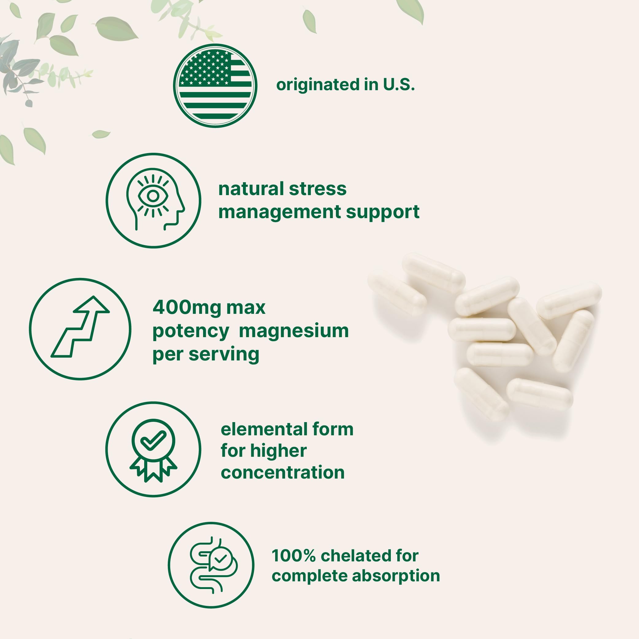 Non-GMO magnesium glycinate supplement label