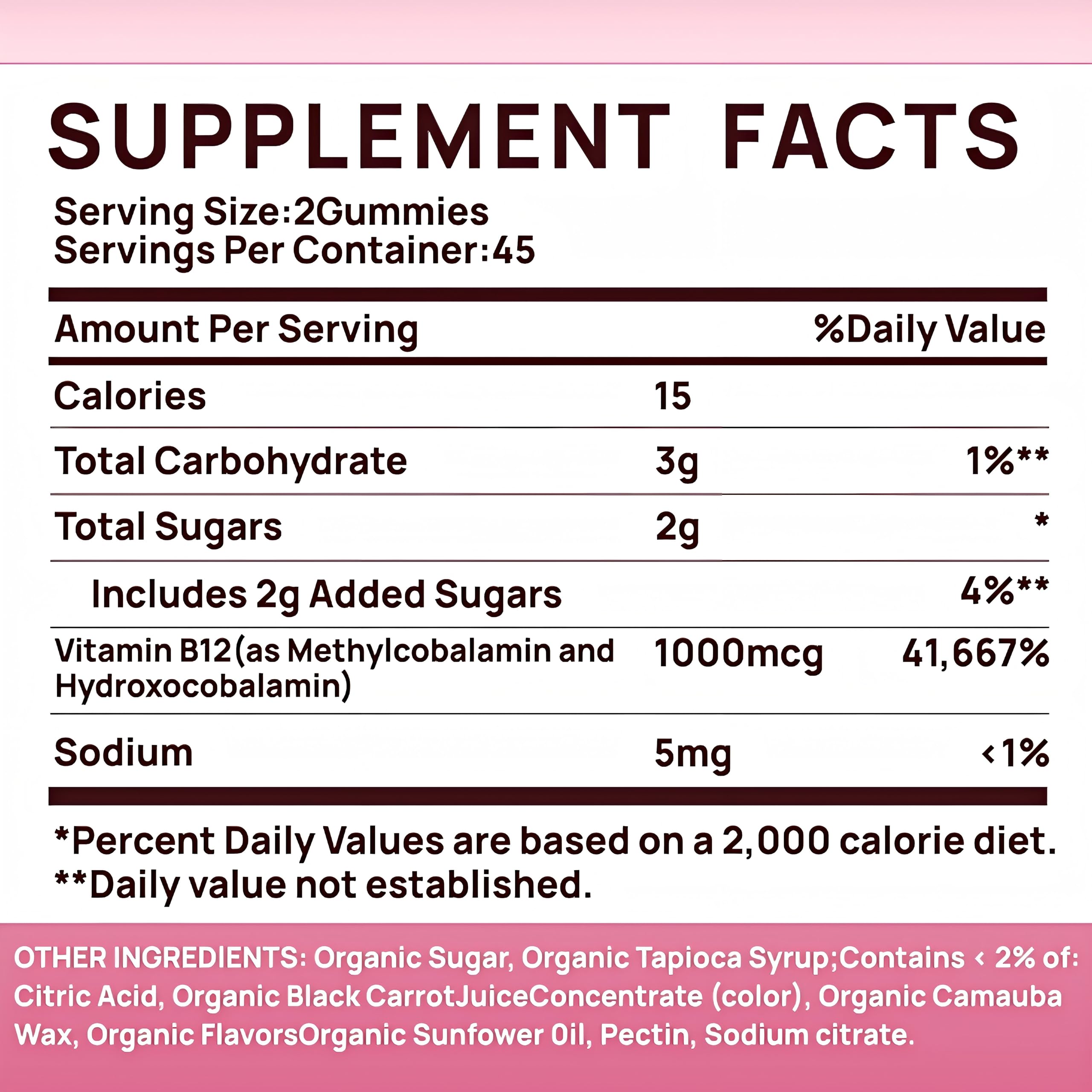 Non-GMO organic B12 gummies in bottle