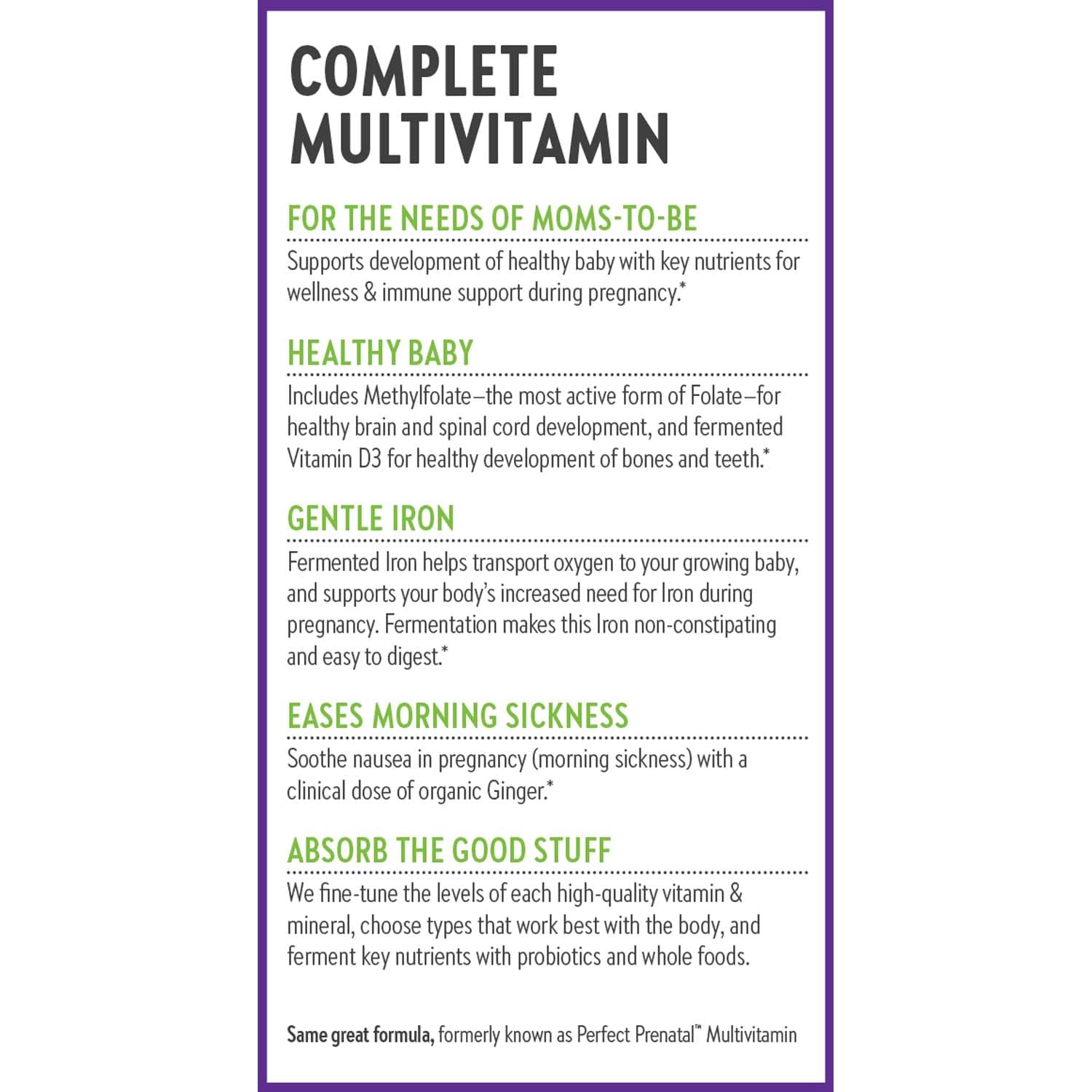 Non-GMO Project Verified and gluten-free labels on prenatal vitamins
