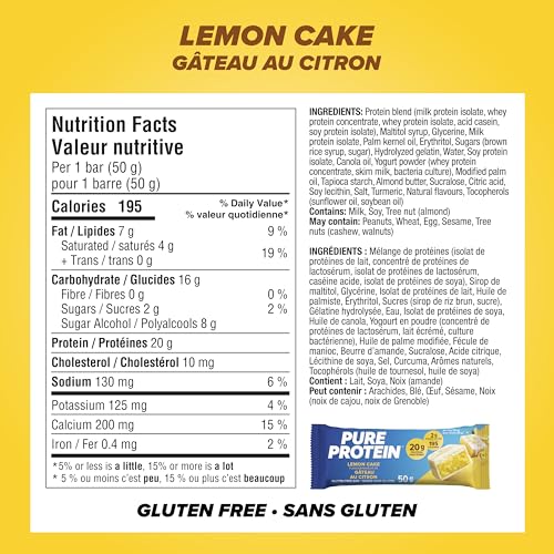 Non-GMO Pure Protein Bars Lemon Cake, 50g