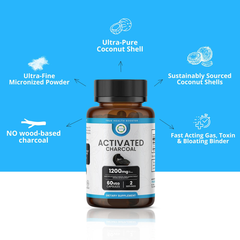 Non-GMO vegan charcoal capsules by TRUEMED