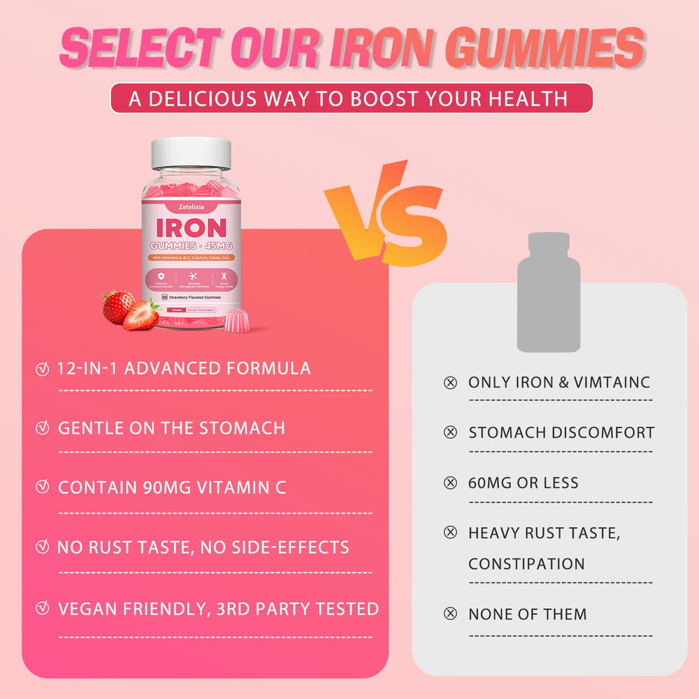 Non-GMO, gluten-free vegan iron gummies