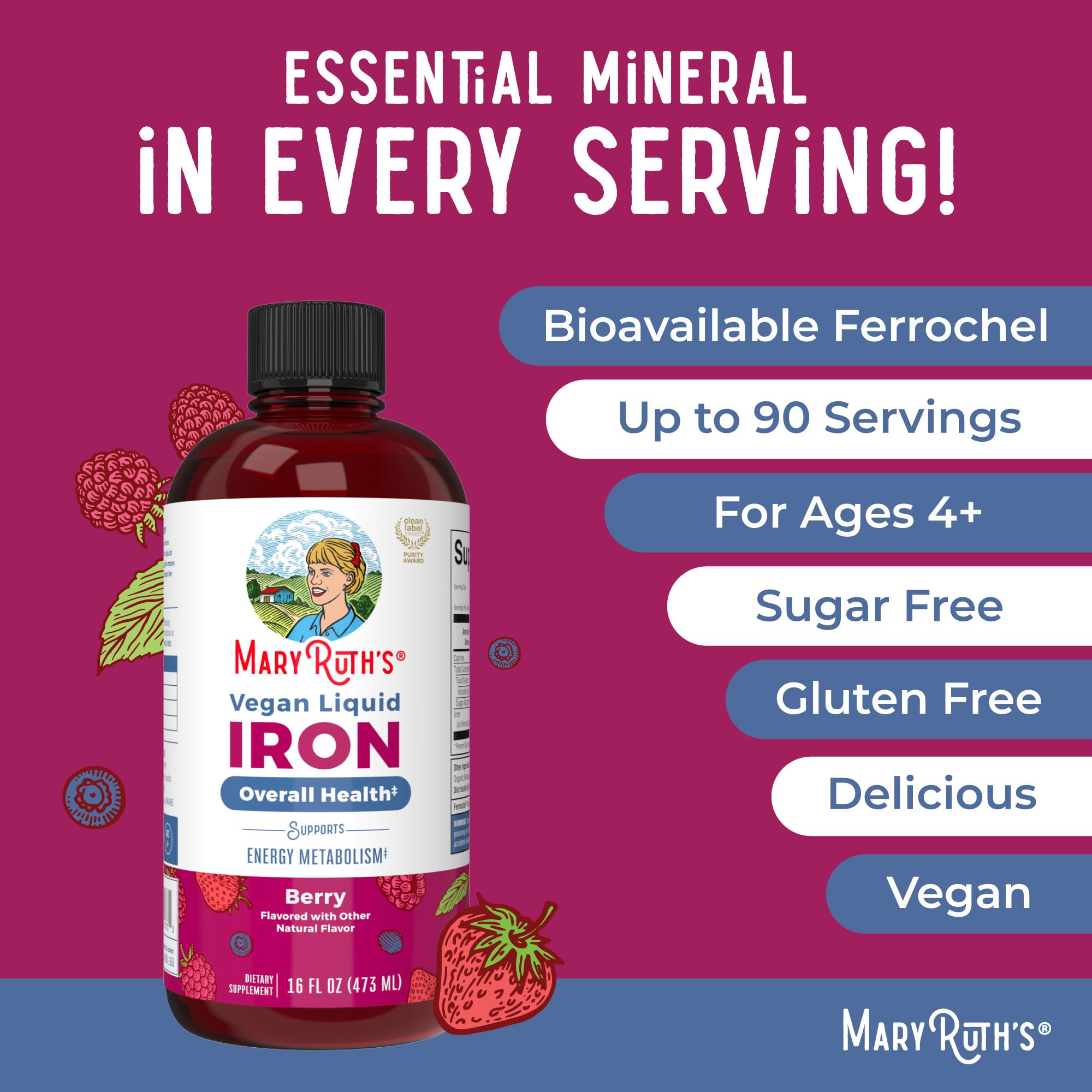 Non-GMO vegan iron supplement label