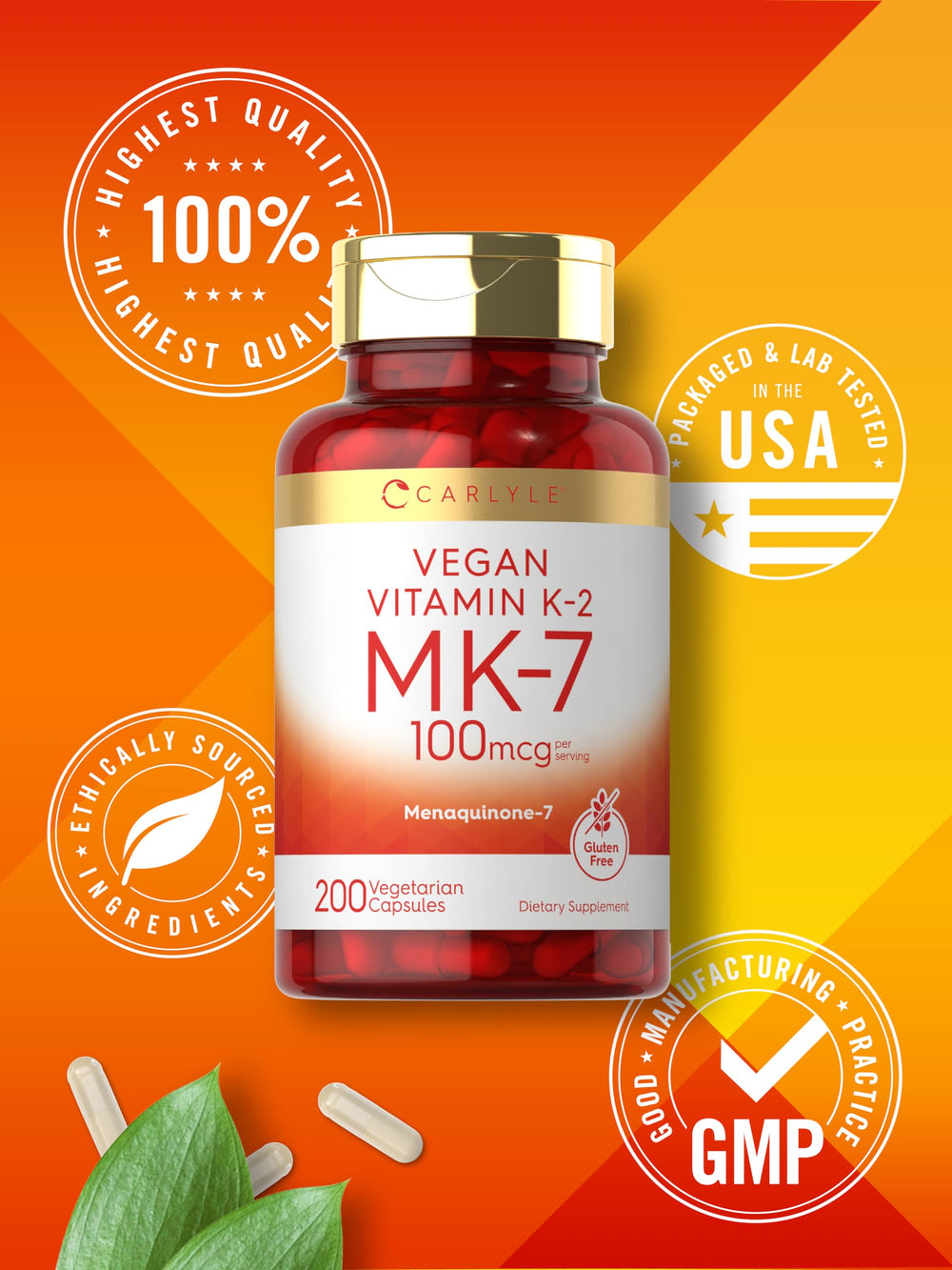 Non-GMO Vitamin K2 MK-7 capsules close-up
